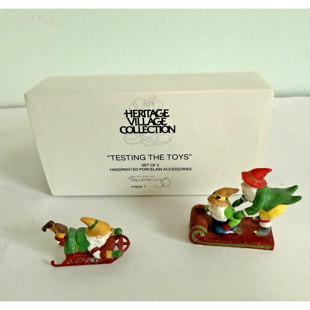 Dept 56 North Pole "Testing The Toys; set of 2" with Box #5605-7